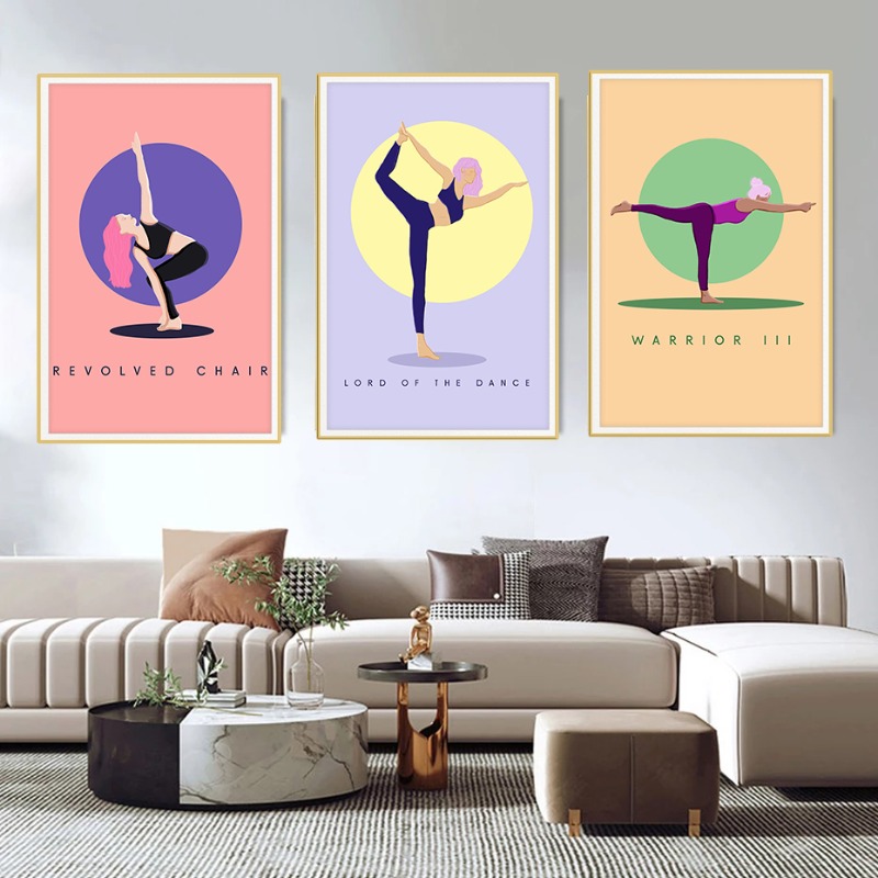 Póster de poses de Yoga abstra - Home Gym Yoga Room reseña y precio