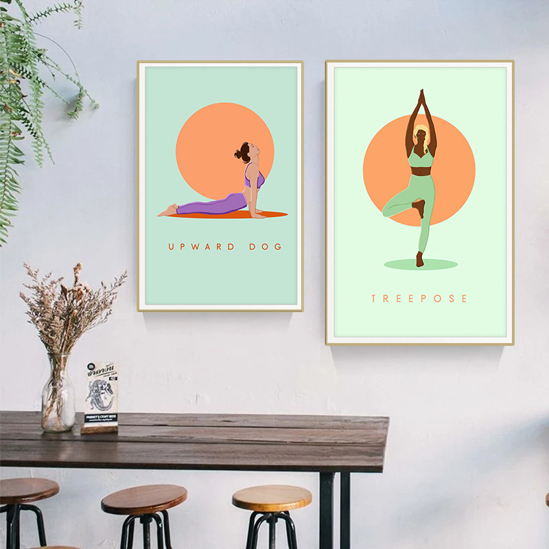 Póster de poses de Yoga abstra - Home Gym Yoga Room reseña y precio